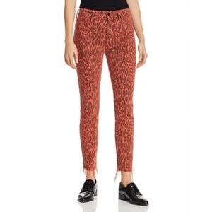 Mother High Waisted Looker Ankle Fray Leopard Jeans in Animal Attraction Size 26